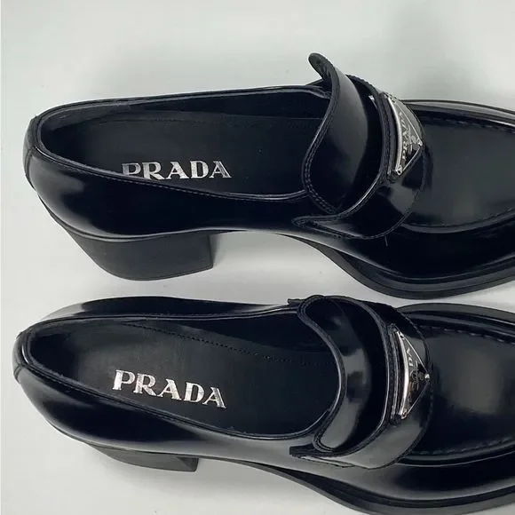 Prada Chocolate Flow Block-Heel Loafers size 41 - Picture 8 of 13